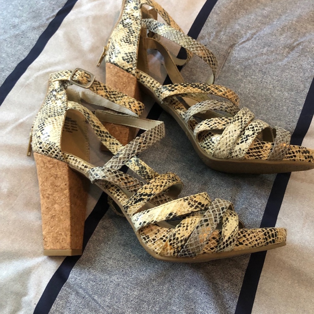 Snakeskin Sandal Heels